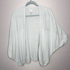 Pure Jill Womens XL Mint Green 100% Cotton Open Front Batwing Cardigan Sweater